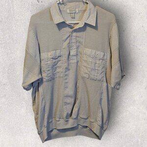 Vtg An Alexxus Exclusive 1/4 Button Up Casual Polo Shirt Front Pockets Size L
